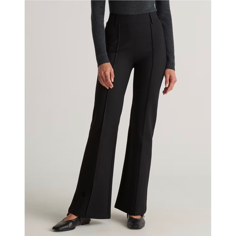 Quince Ultra-Stretch Ponte Flare Leg Pants Black High Rise XS LB71517-YATRC0006